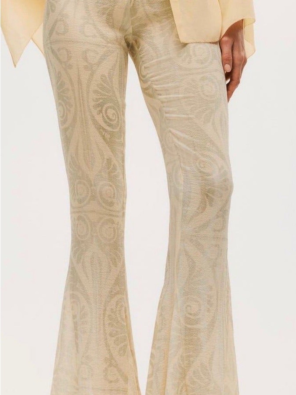 h&M Studio Sheer Paisley Flare Pants - Cream size 38